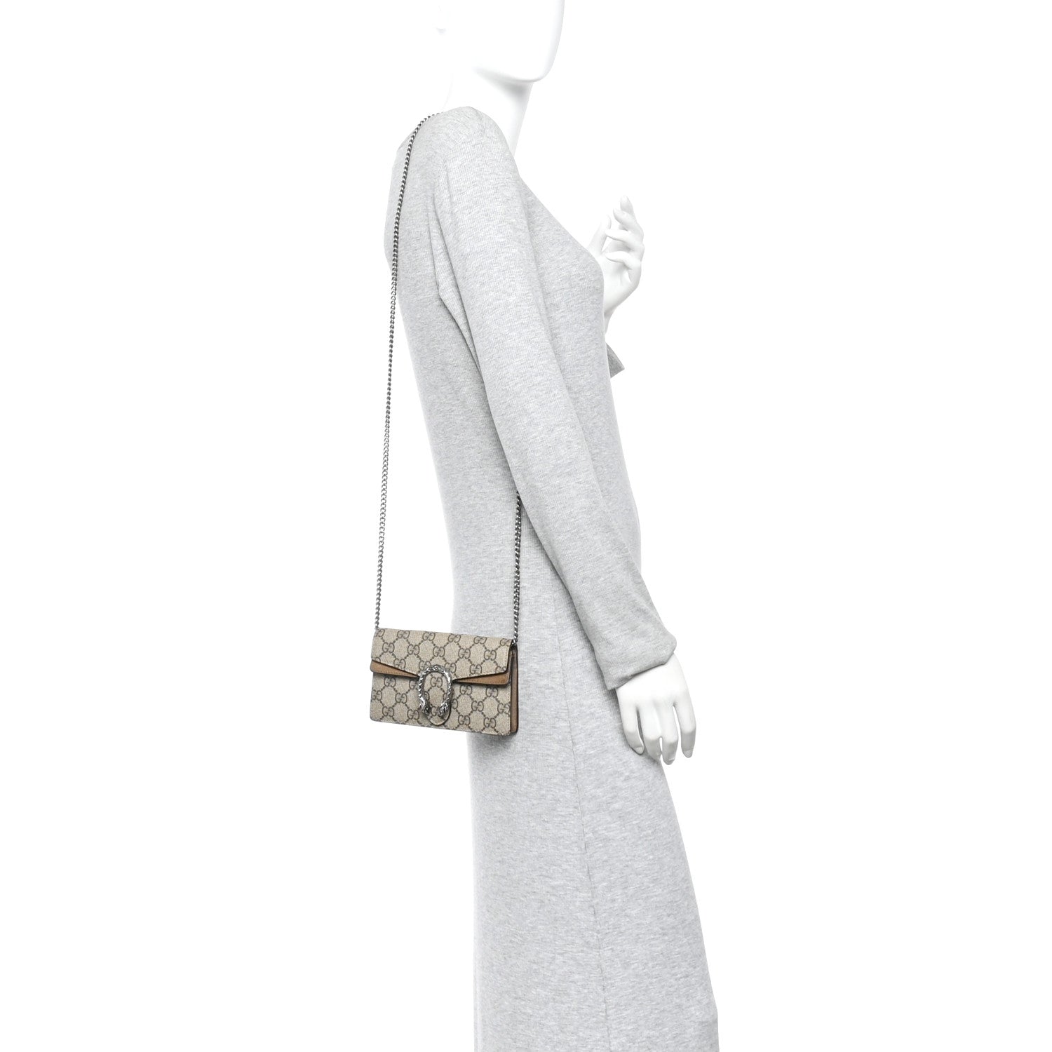 GG Supreme Monogram Super Mini Dionysus Shoulder Bag Taupe