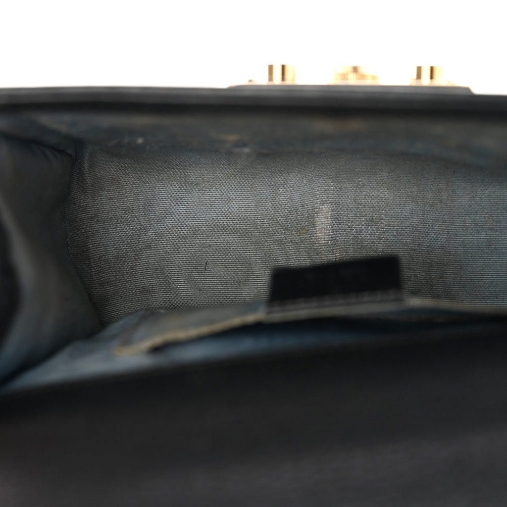 Grained Calfskin Bee Star Small Padlock Shoulder Bag Black