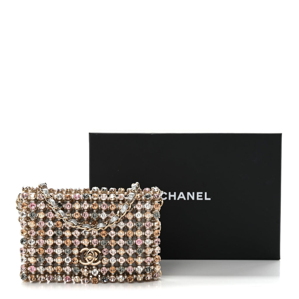 Metal Pearl Minaudiere CC Mini Evening Bag Multicolor