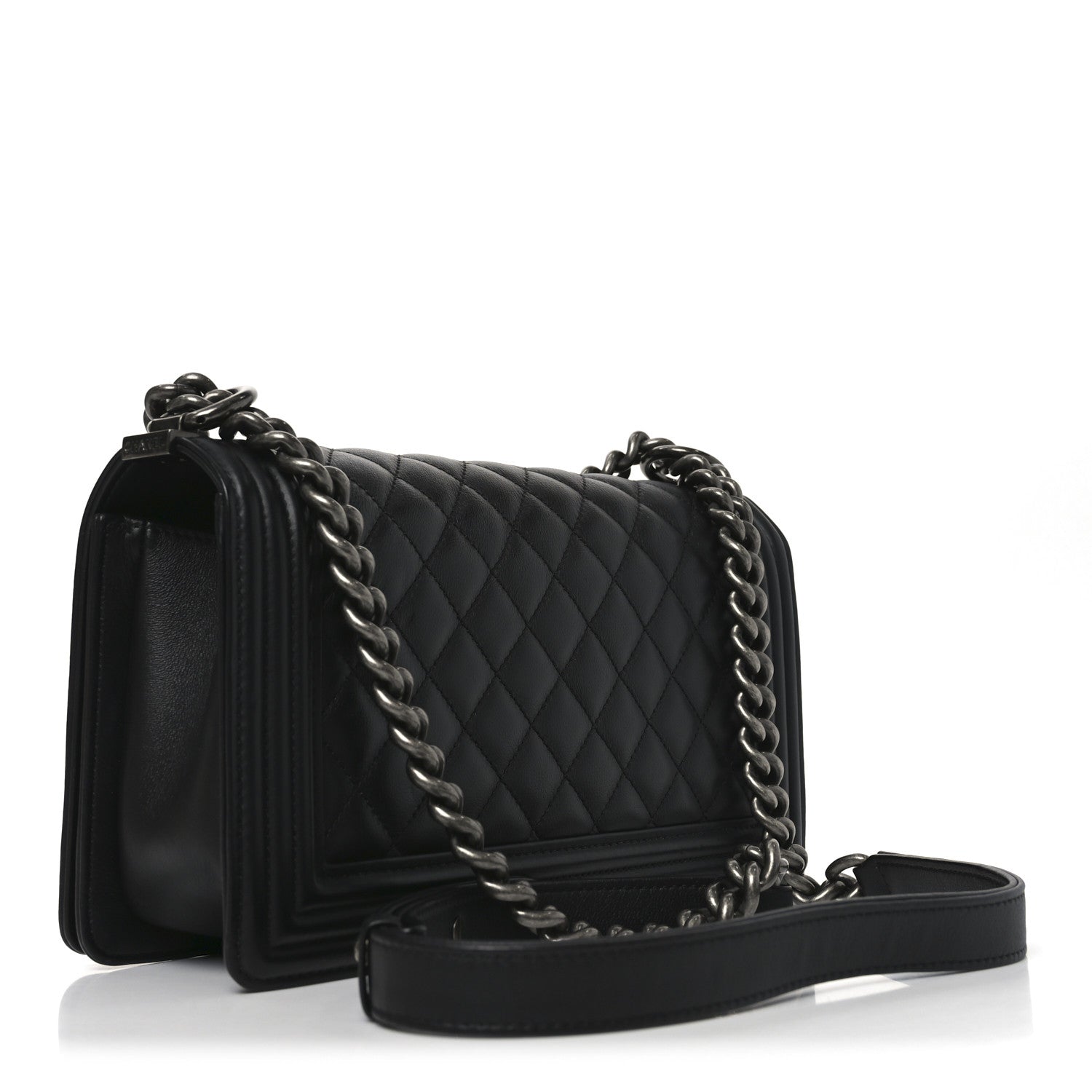 Calfskin Quilted Medium Boy Flap Black