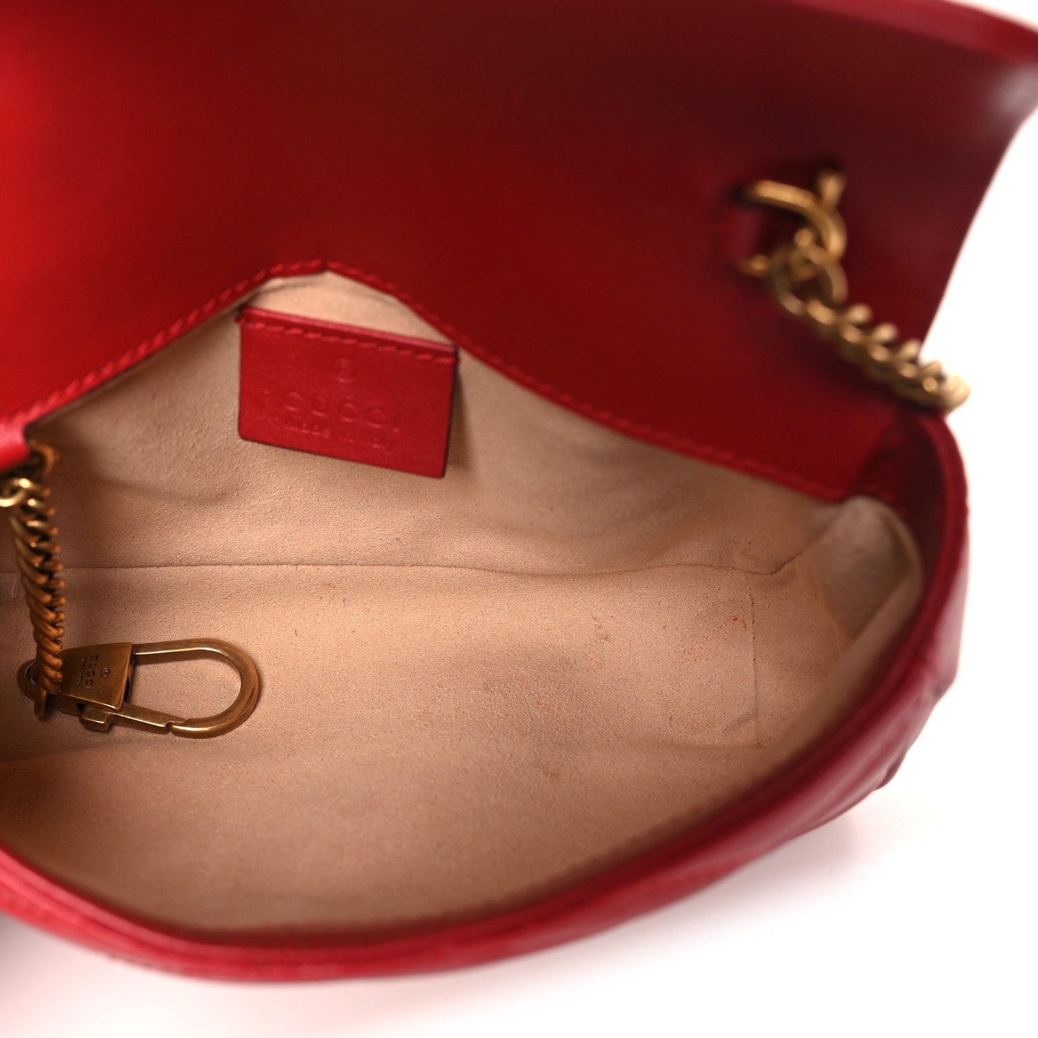 Calfskin Matelasse Super Mini GG Marmont Shoulder Bag Hibiscus Red