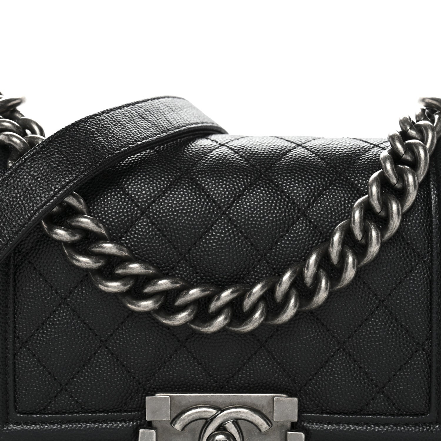 Caviar Quilted Small Boy Flap Black