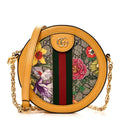 GG Supreme Monogram Flora Web Mini Ophidia Round Shoulder Bag Beige Multicolor Crop
