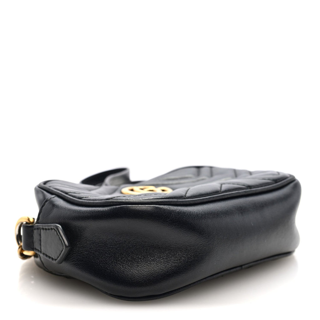 Calfskin Matelasse Mini GG Marmont Chain Shoulder Bag Black