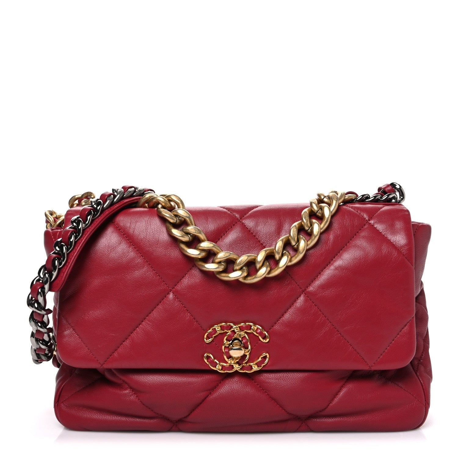 Lambskin Quilted Large Chanel 19 Flap Red