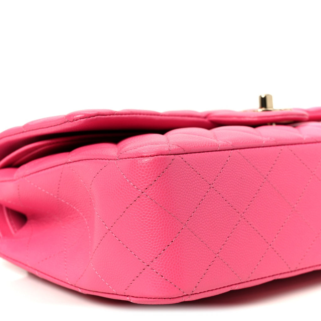 Caviar Quilted Medium Double Flap Pink