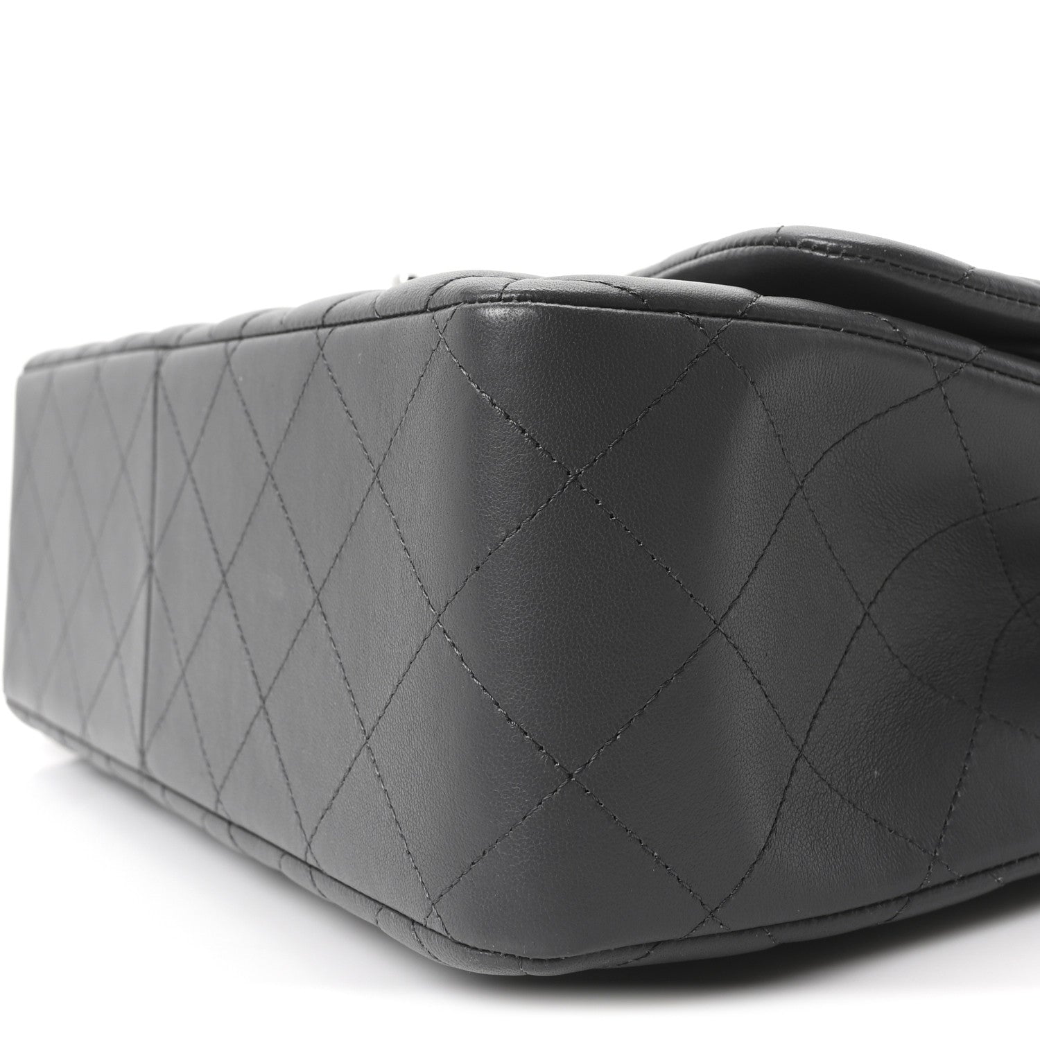 Lambskin Quilted Jumbo Double Flap Dark Grey