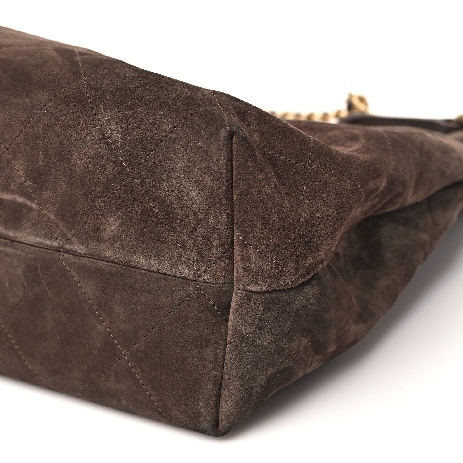 Suede Calfskin Lambskin Quilted Maxi Hobo Dark Brown