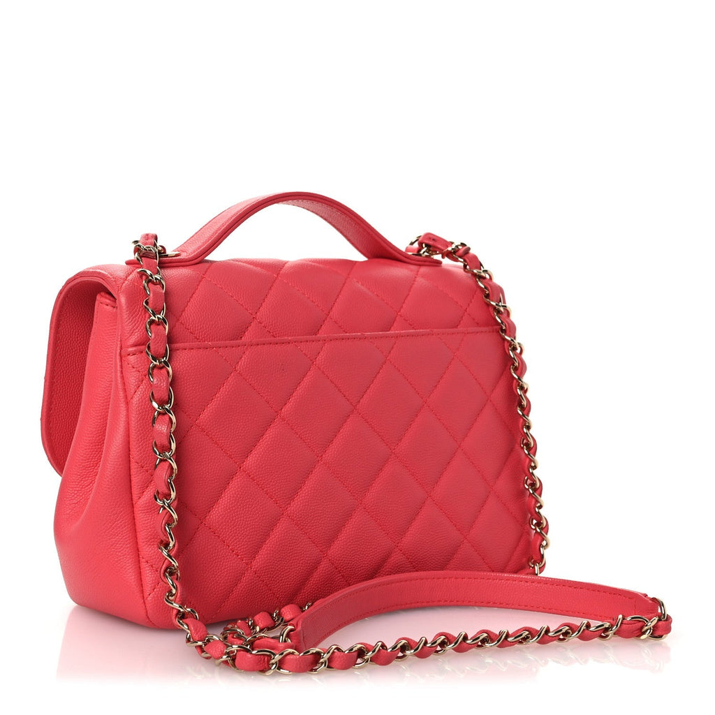 Caviar Quilted Small Business Affinity Flap Dark Pink
