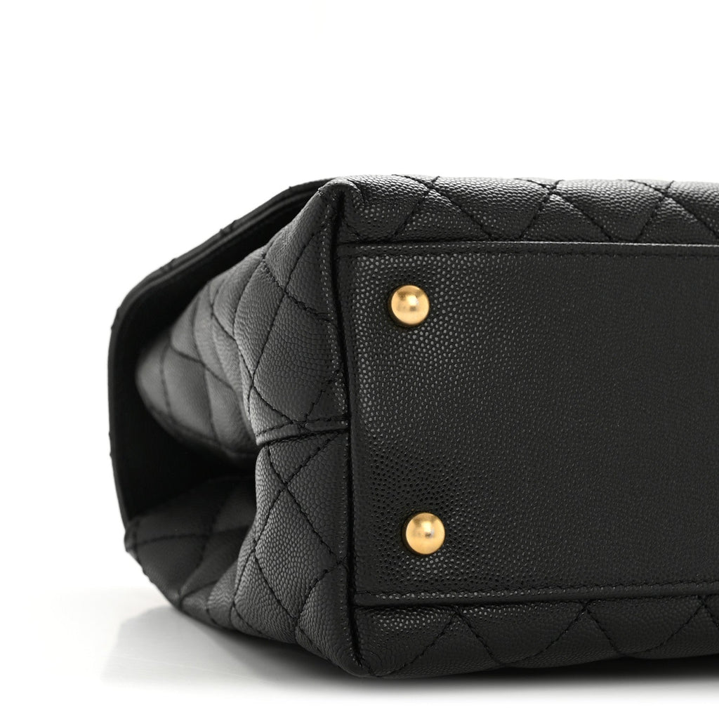 Caviar Quilted Small Coco Chain Handle Flap Black