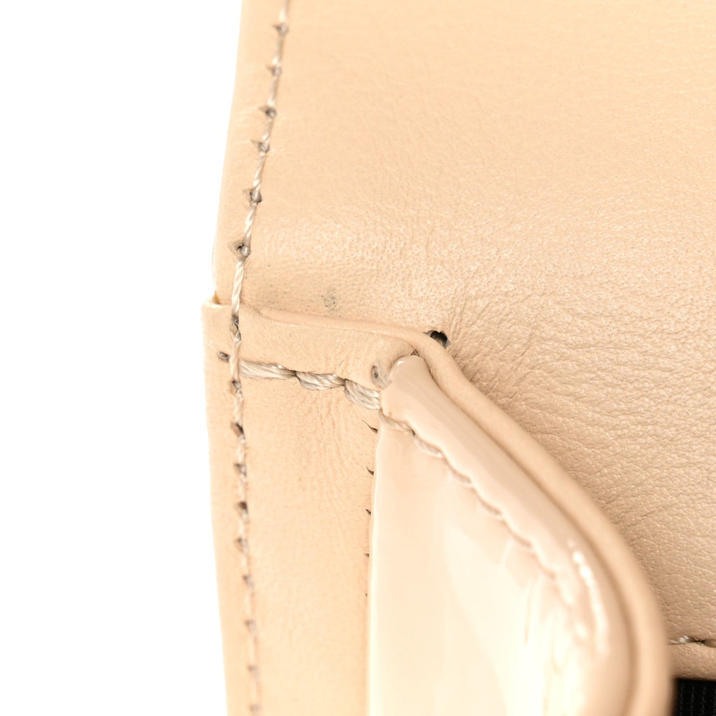 Patent Calfskin Quilted New Medium Plexiglass Boy Flap Beige