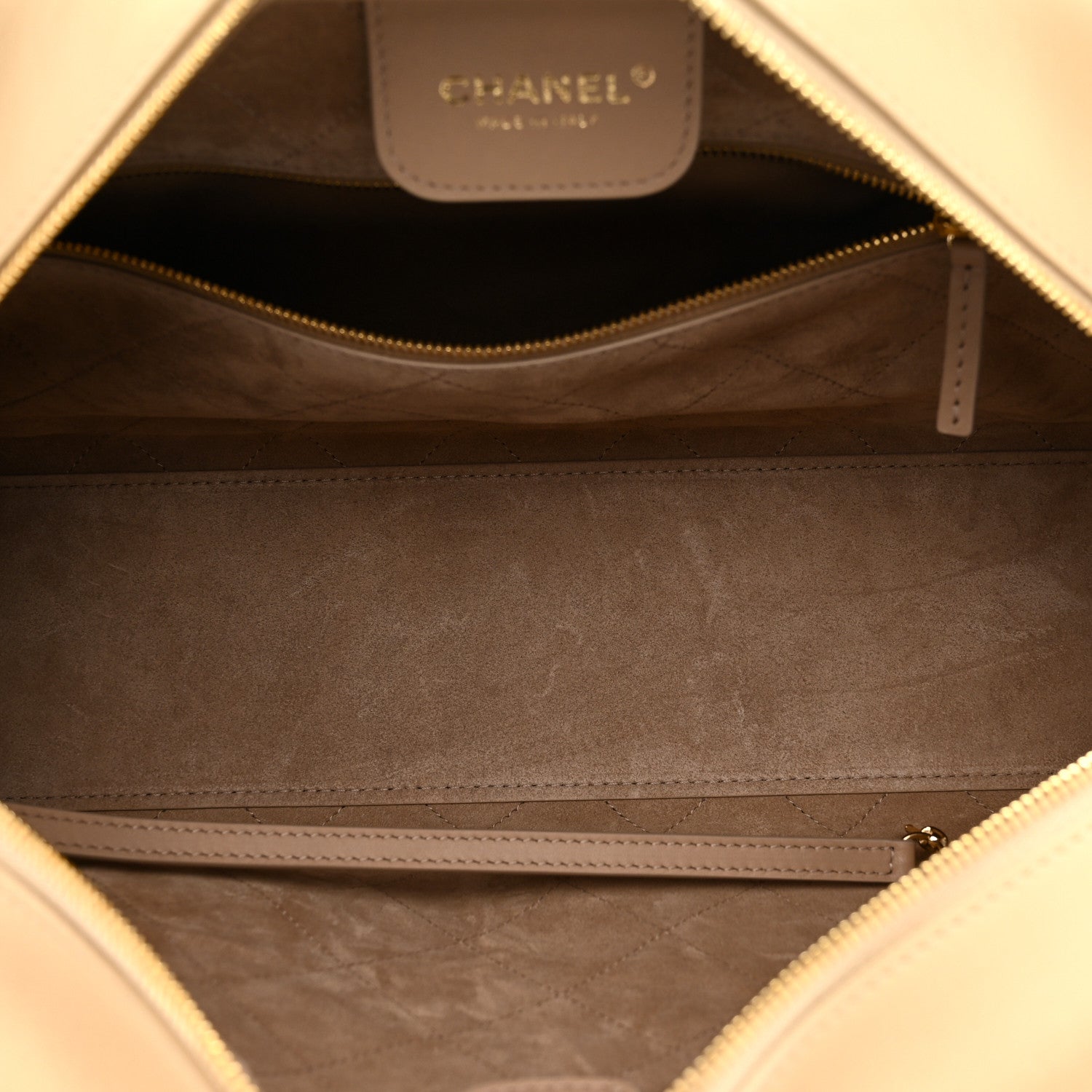 Calfskin Large Bowling Bag Beige