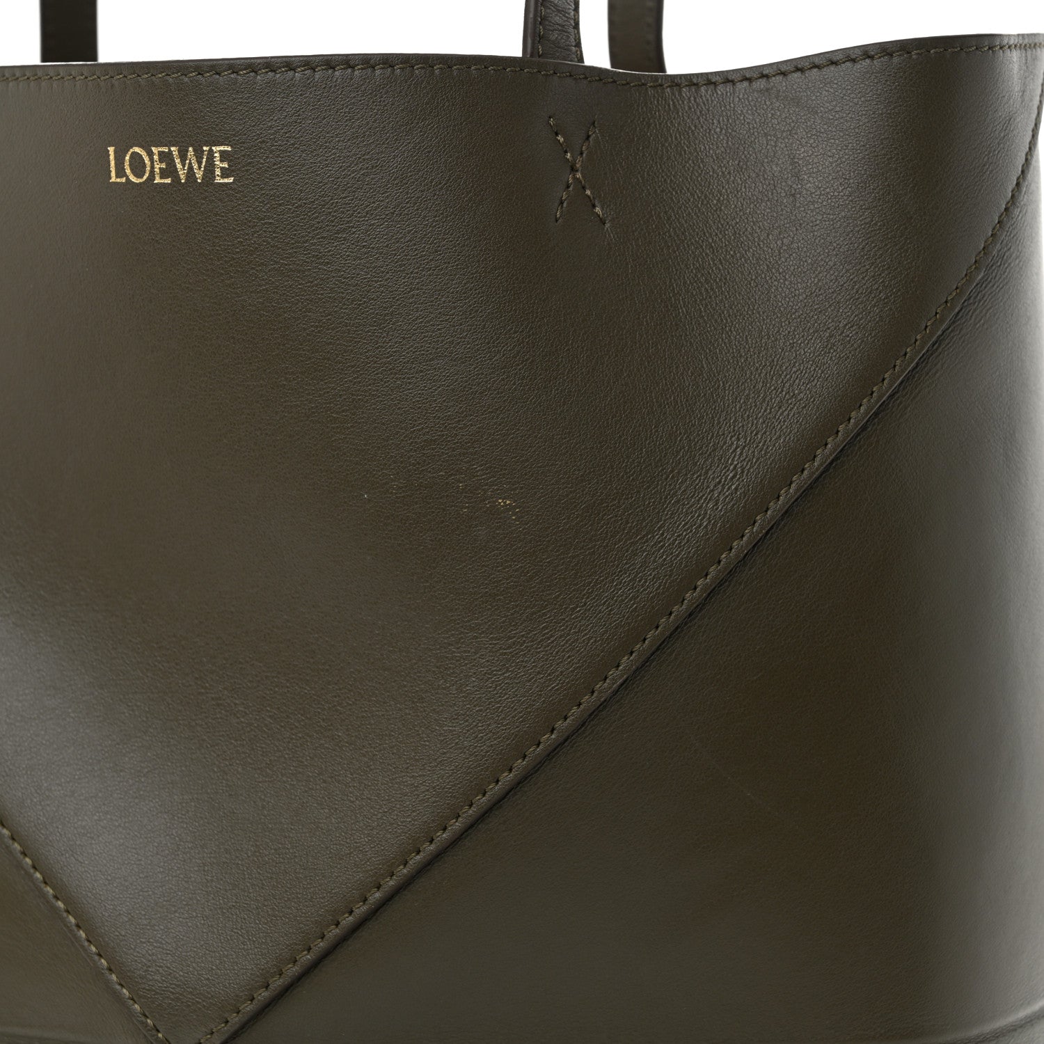 Shiny Calfskin Medium Puzzle Fold Tote Umber