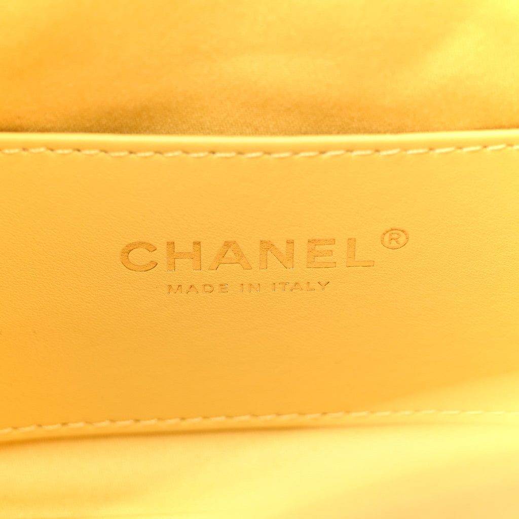 Suede Quilted Mini Chanel 25 Handbag Yellow