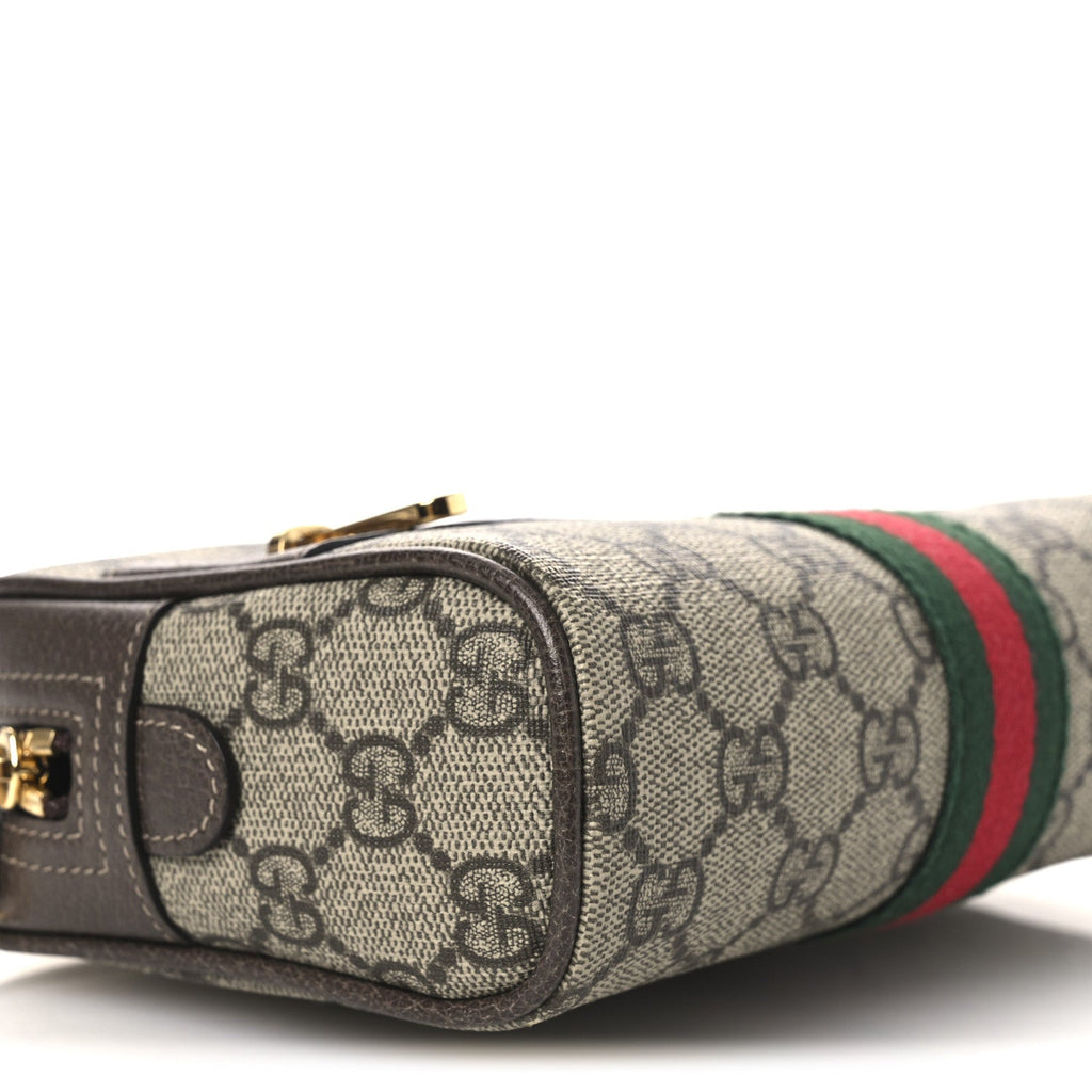 GG Supreme Monogram Web Small Ophidia Belt Bag 75 30 Dark Brown