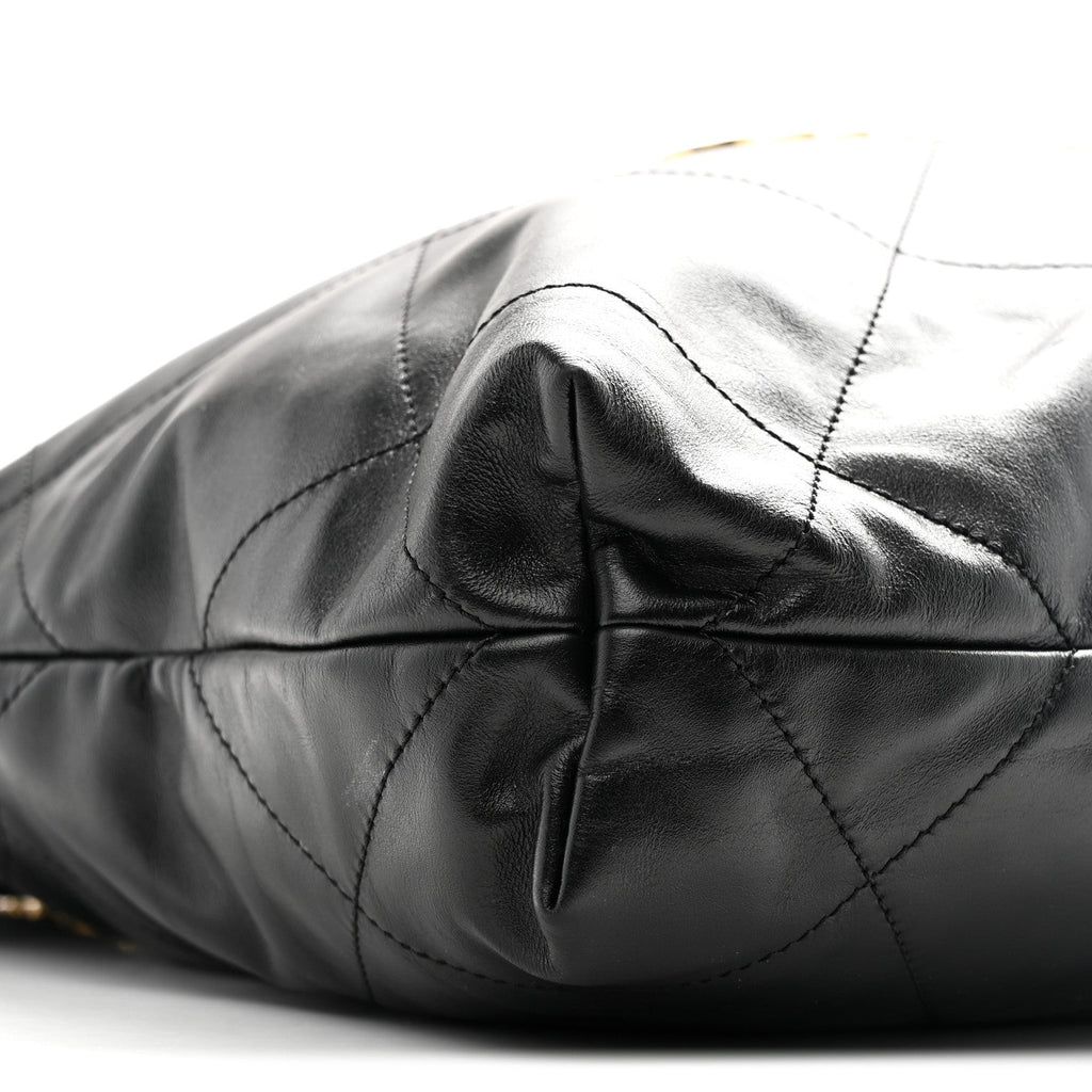 Shiny Calfskin Quilted Small Chanel 22 Black