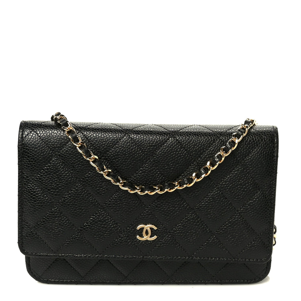 Caviar Quilted Wallet on Chain WOC Black