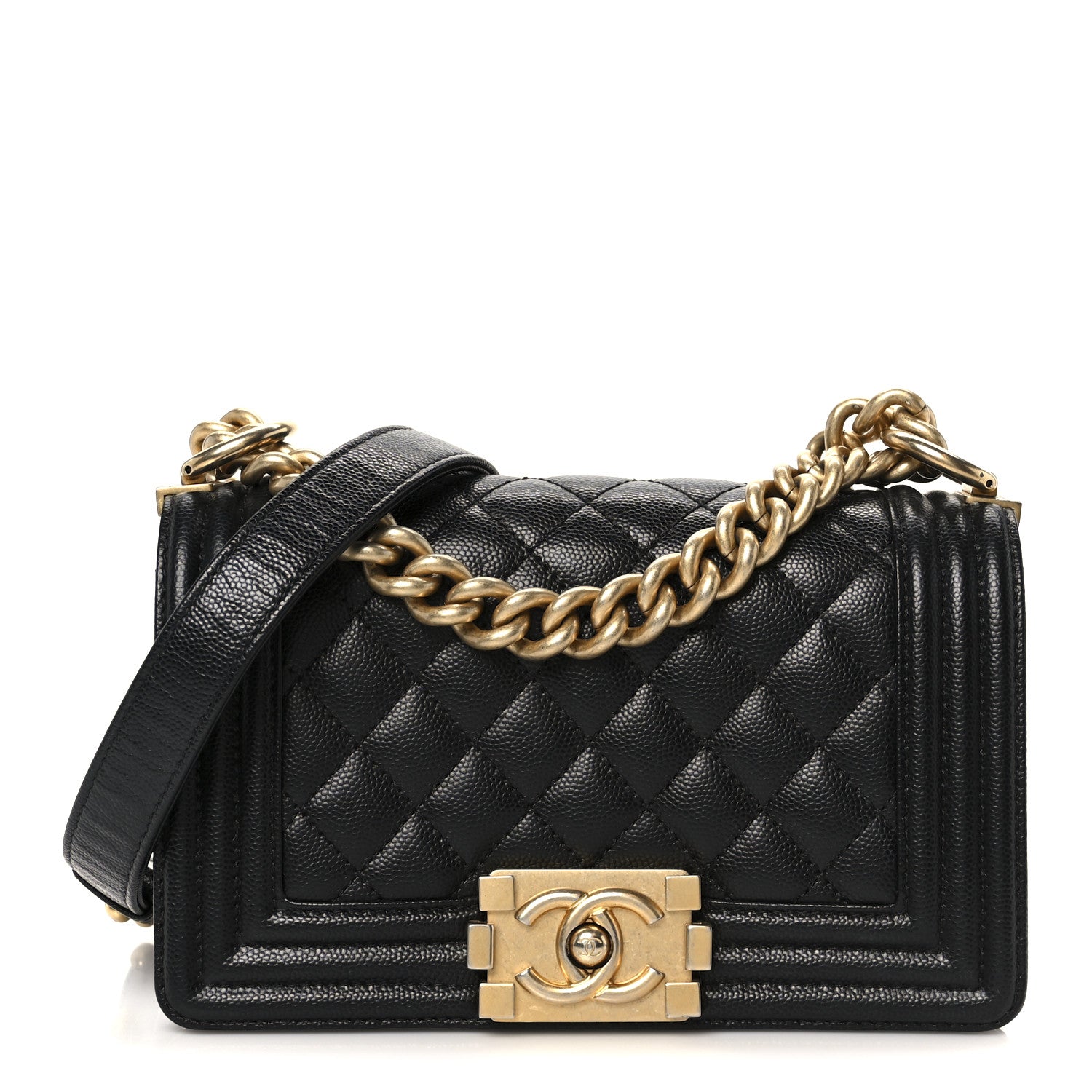 Caviar Quilted Small Boy Flap Black