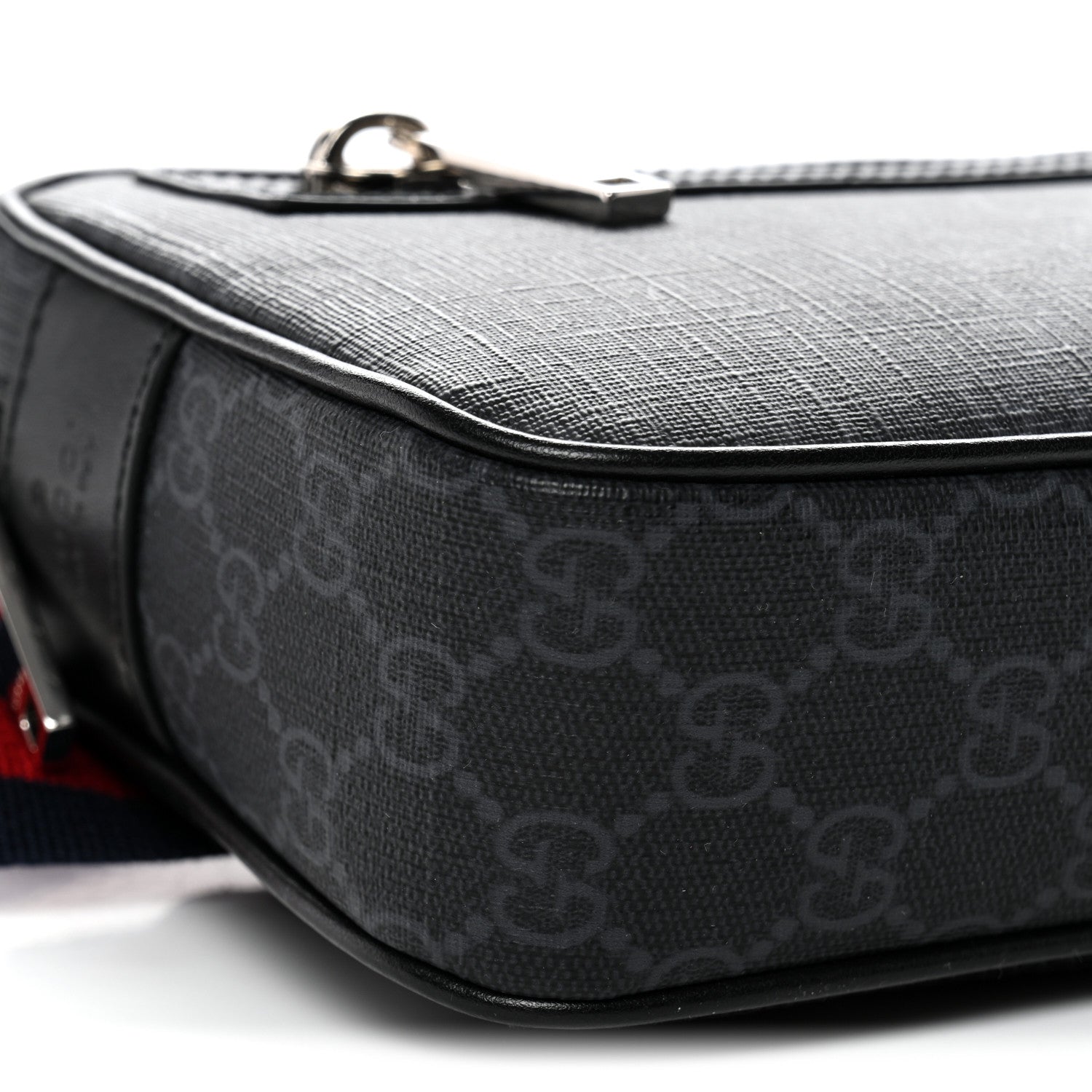 Soft GG Supreme Monogram Web Belt Bag Black Grey