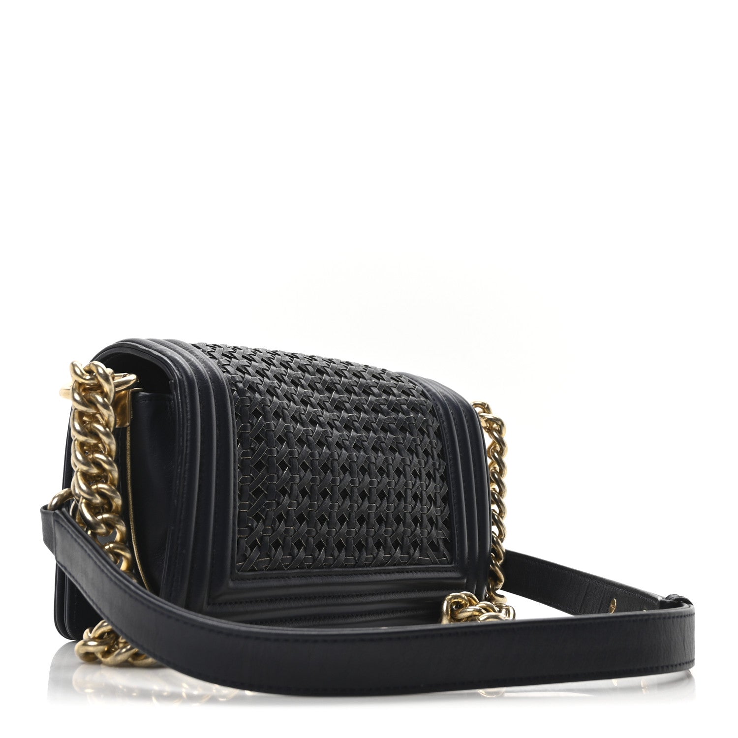 Sheepskin Braided Small Boy Reverso Flap Navy