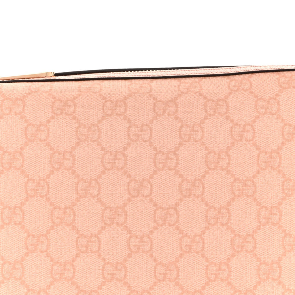 GG Supreme Monogram Textured Calfskin Web Super Mini Ophidia Shoulder Bag Pink