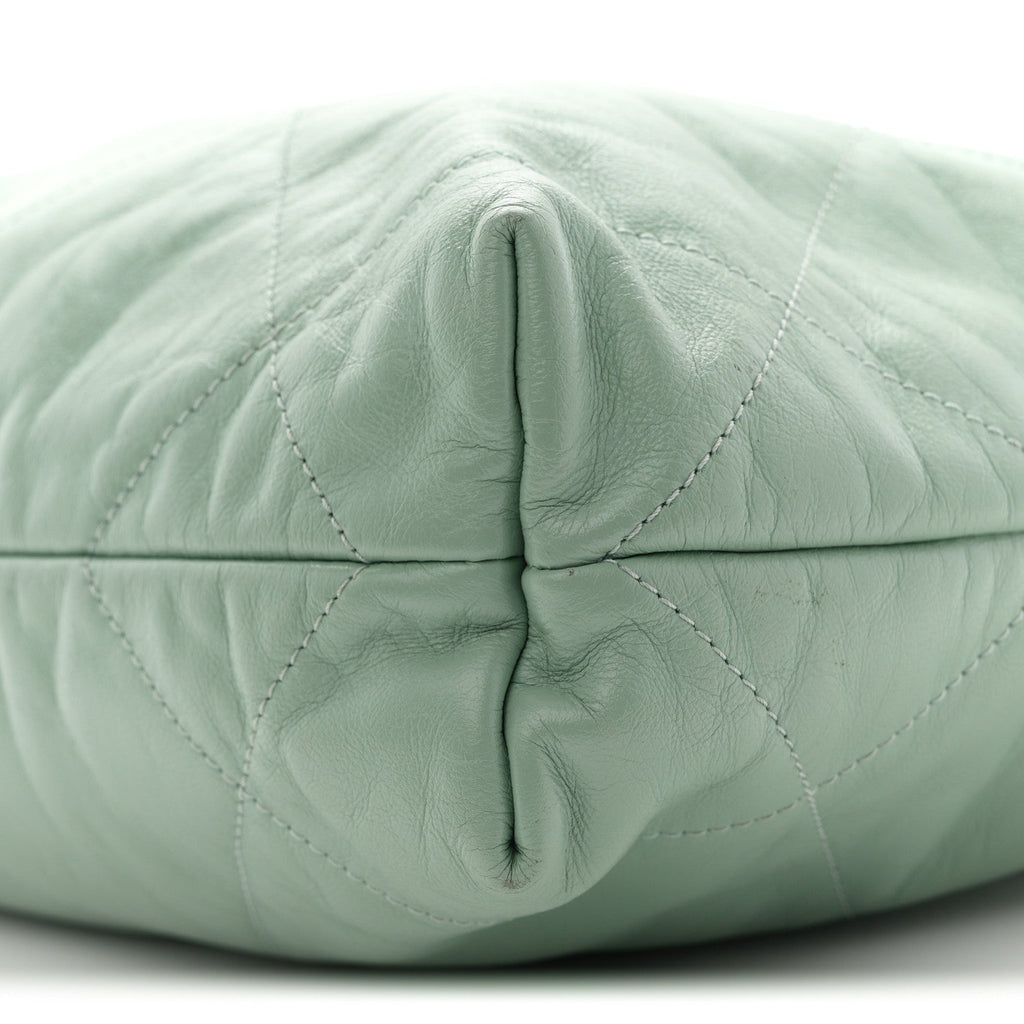 Shiny Calfskin Quilted Small Chanel 22 Light Green