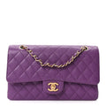 Caviar Quilted Medium Double Flap Purple
