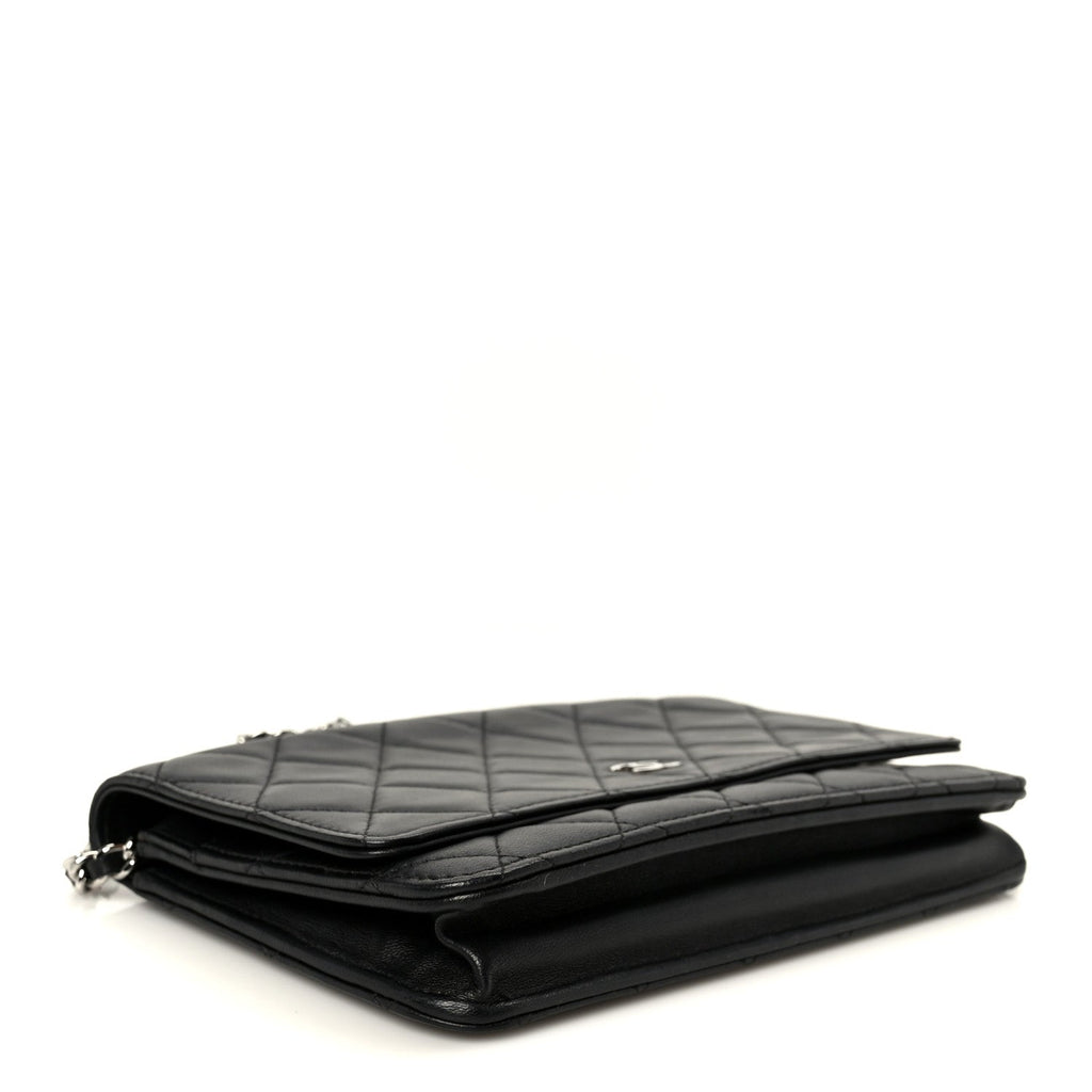 Lambskin Quilted Wallet On Chain WOC Black