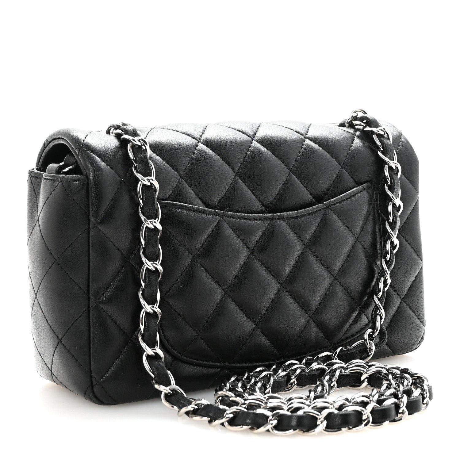 Lambskin Quilted Mini Rectangular Flap Black