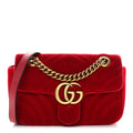 Velvet Matelasse Mini GG Marmont Shoulder Bag Hibiscus Red