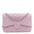 Lambskin Quilted Jumbo Double Flap Light Purple