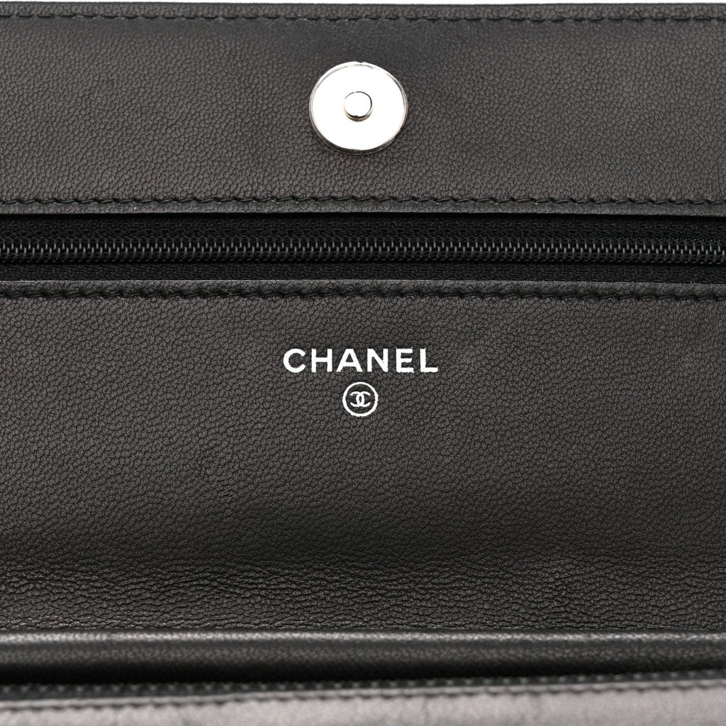 Calfskin Whipstitch Wallet On Chain WOC Black