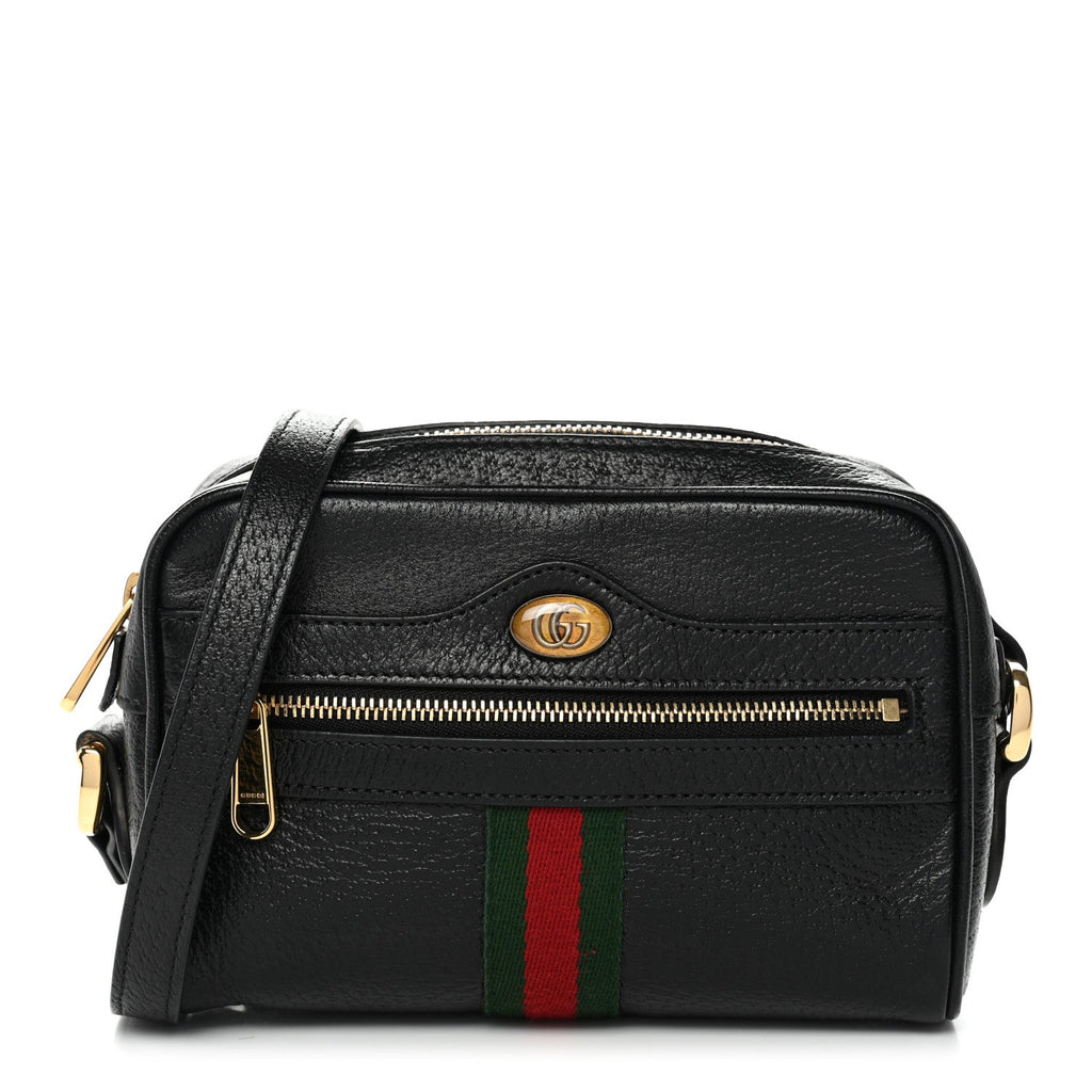 Calfskin Web Mini Ophidia Shoulder Bag Black