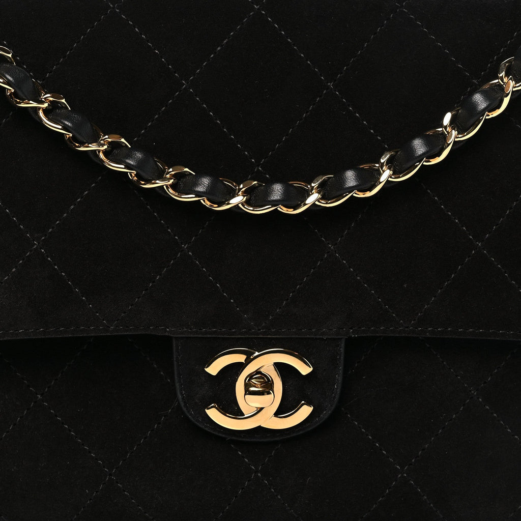 Suede Calfskin Small Souplissimo Maxi Flap Black