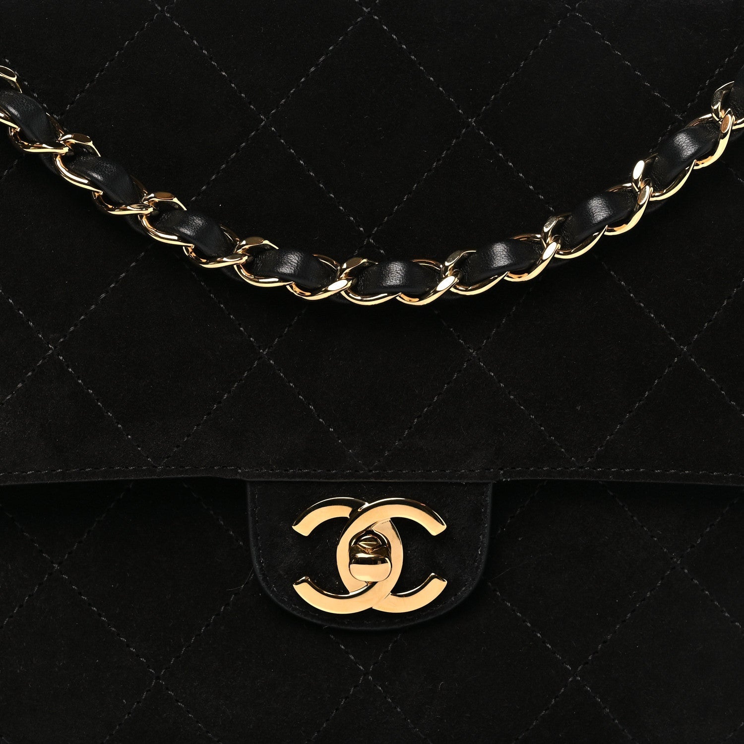 Suede Calfskin Small Souplissimo Maxi Flap Black