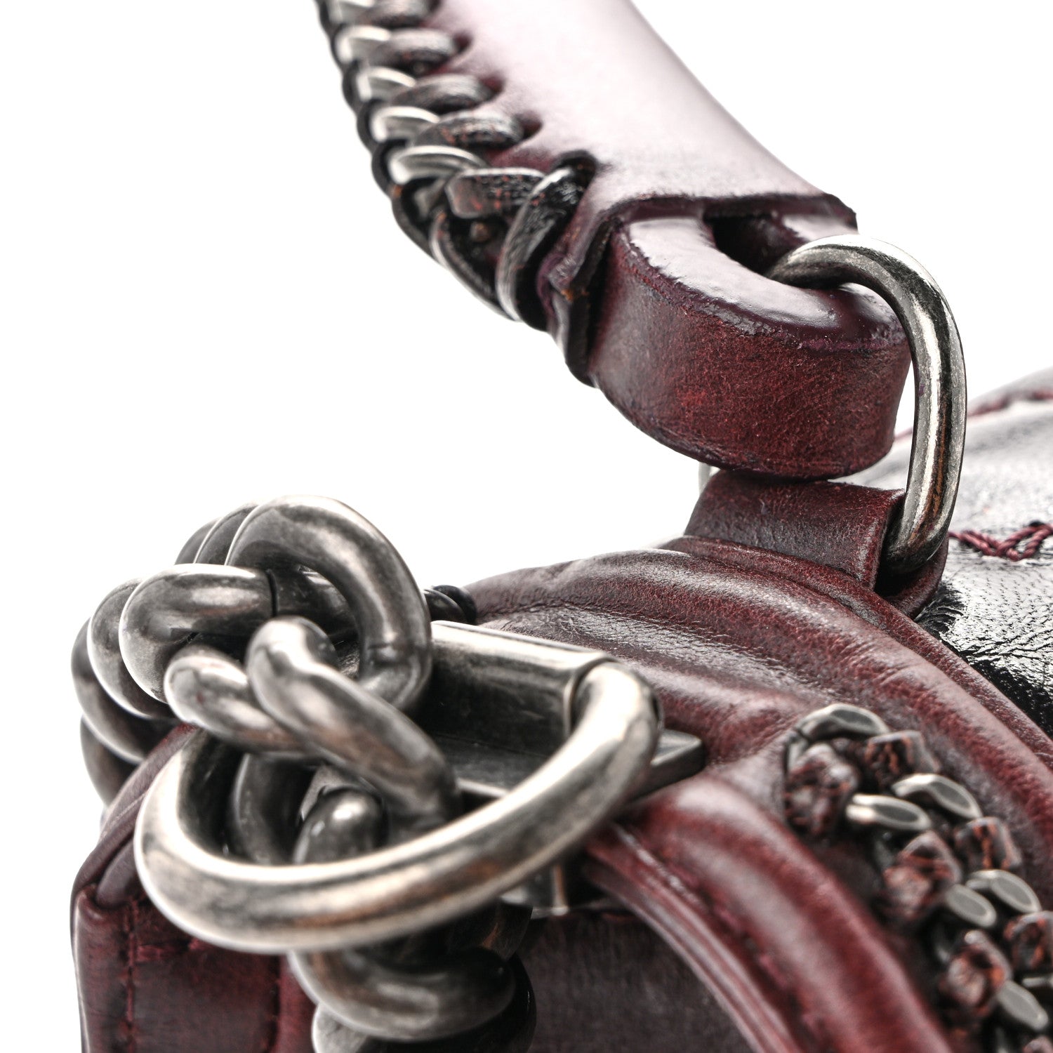 Goatskin Quilted New Medium Boy Handle Flap Burgundy
