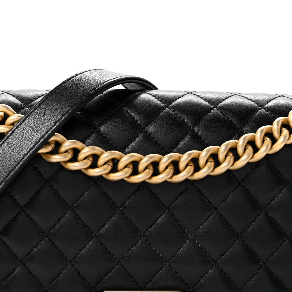 Lambskin Quilted Medium Boy Flap Black
