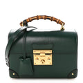 Azalea Calfskin Small Padlock Bamboo Shoulder Bag Vintage Green