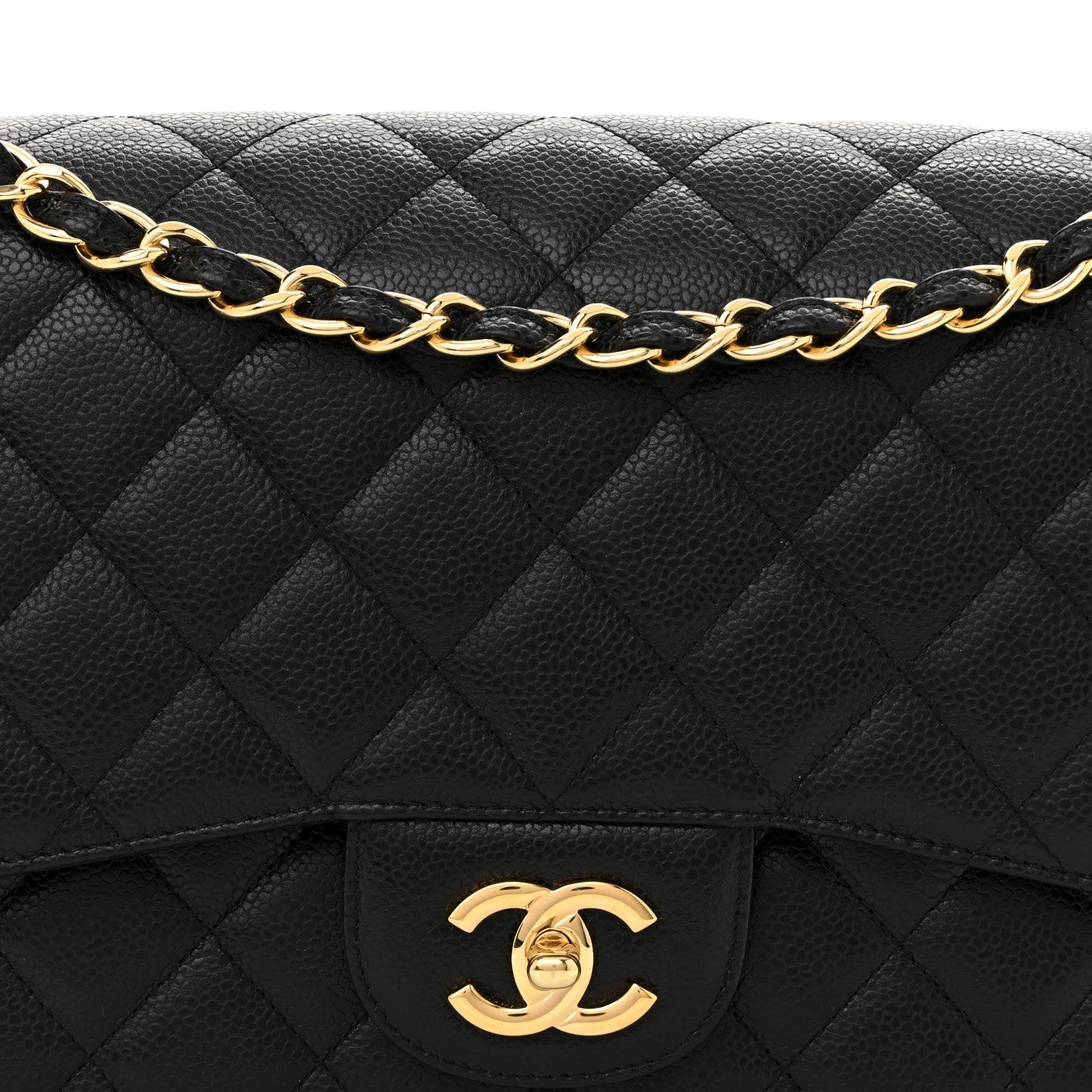Caviar Quilted Jumbo Double Flap Black