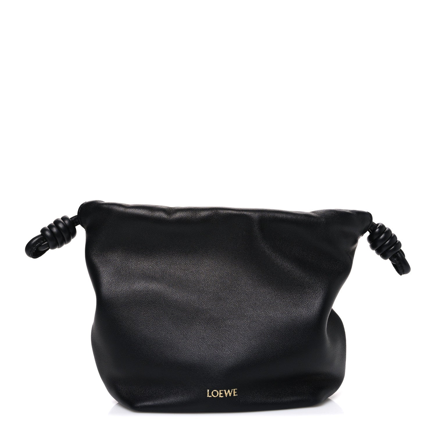Mellow Nappa Donut Chain Mini Flamenco Knot Clutch Black