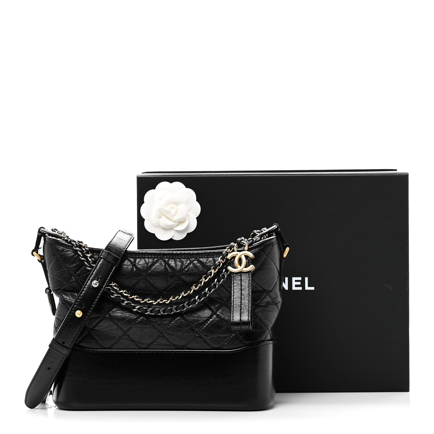 Aged Calfskin Quilted New Medium Gabrielle Hobo Black