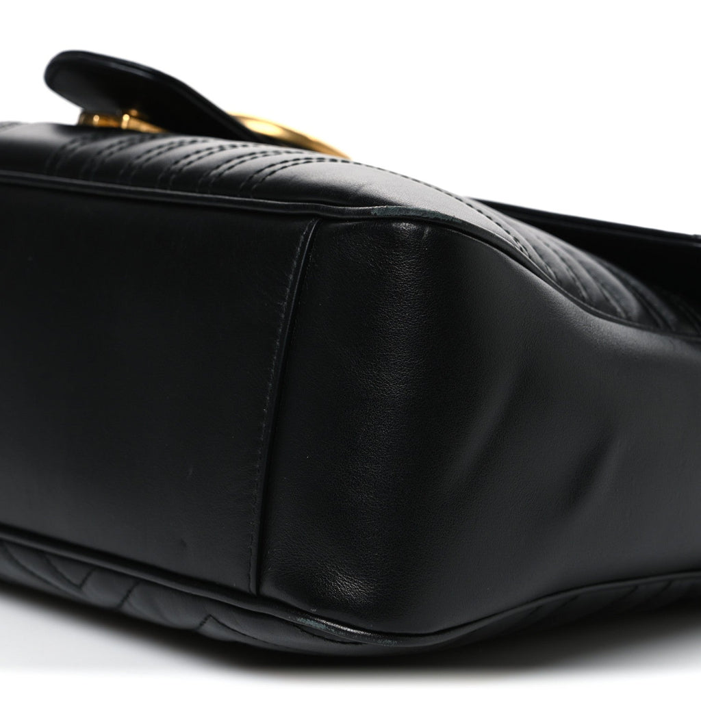 Calfskin Matelasse Medium GG Marmont Shoulder Bag Black