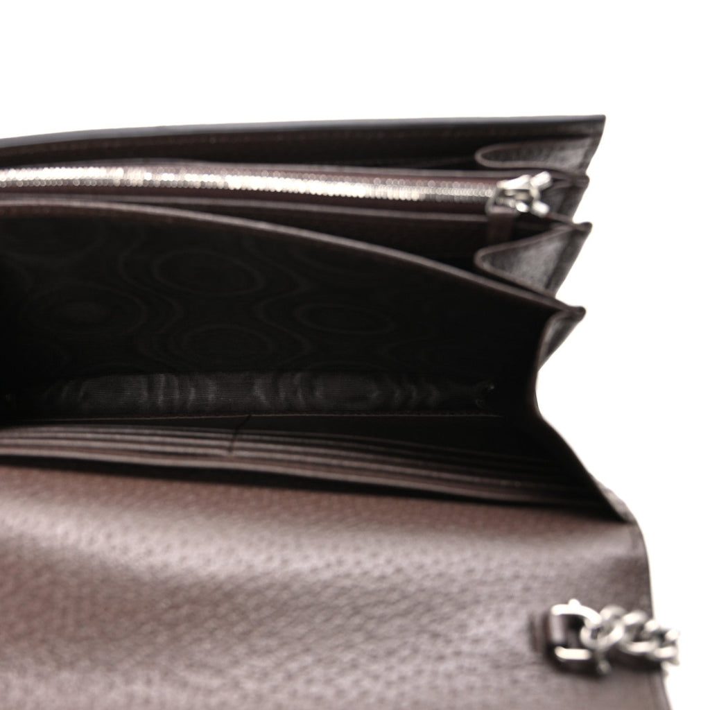 Monogram Jumbo GG Textured Dollar Calfskin Mini Dionysus Chain Wallet Camel Ebony New Acero