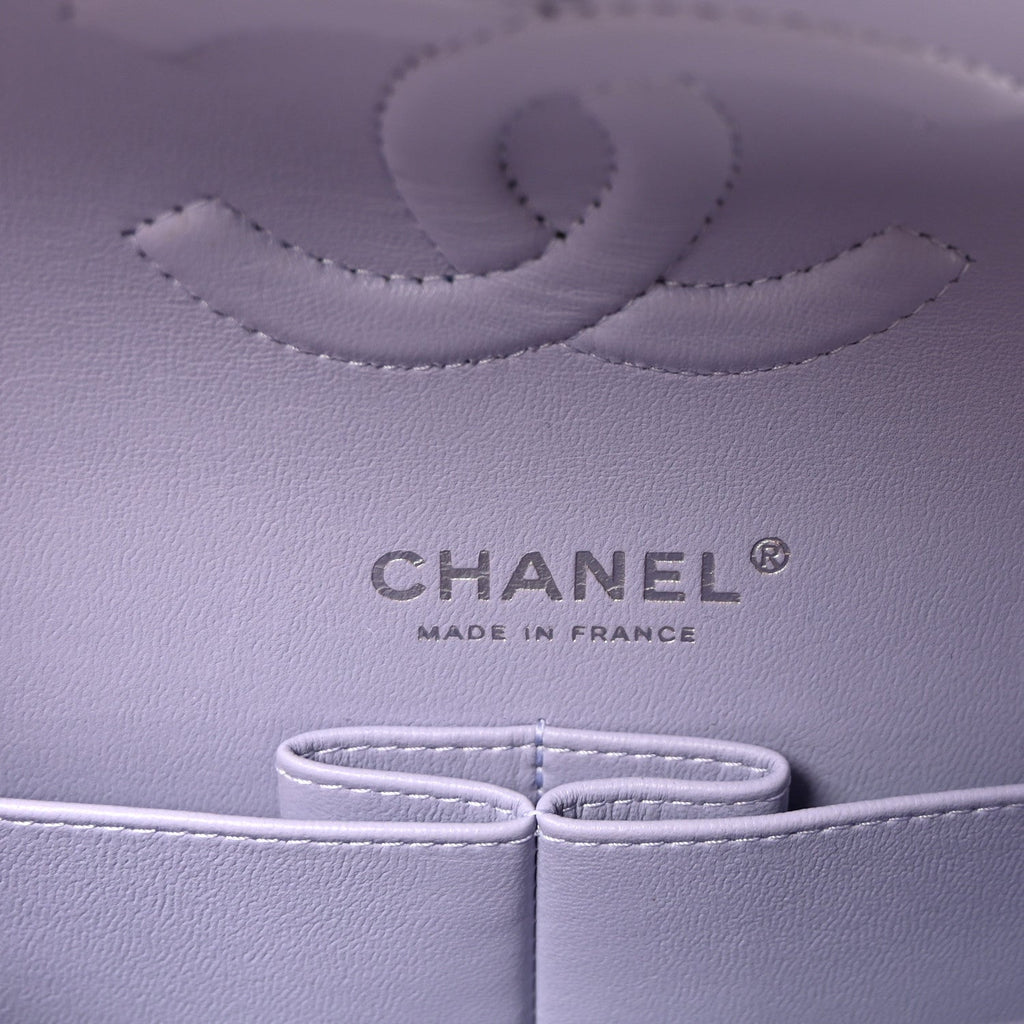 Caviar Quilted Medium Double Flap Light Purple