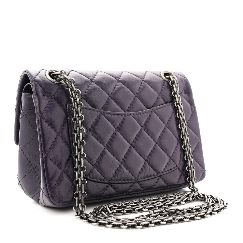 Aged Calfskin Quilted 2.55 Reissue Mini Flap Dark Purple