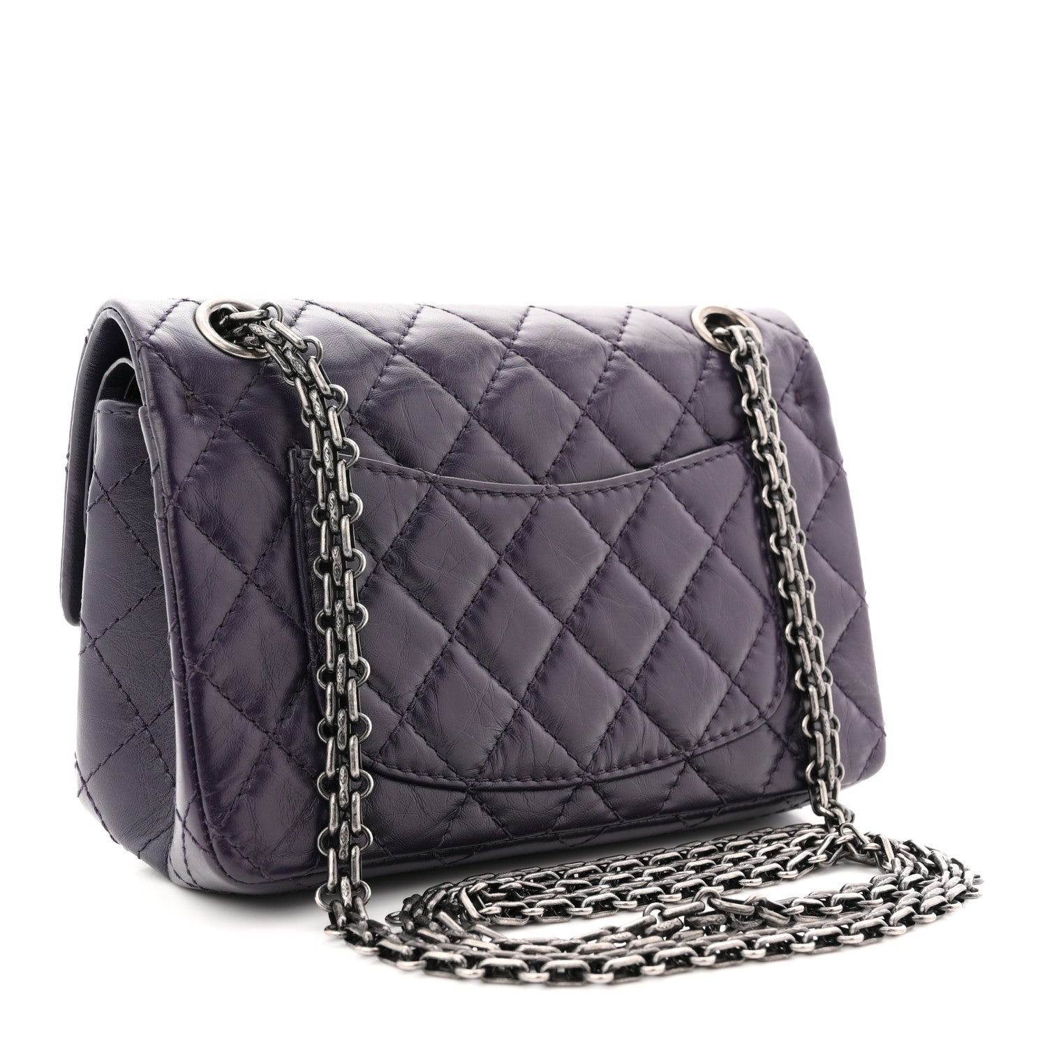 Aged Calfskin Quilted 2.55 Reissue Mini Flap Dark Purple
