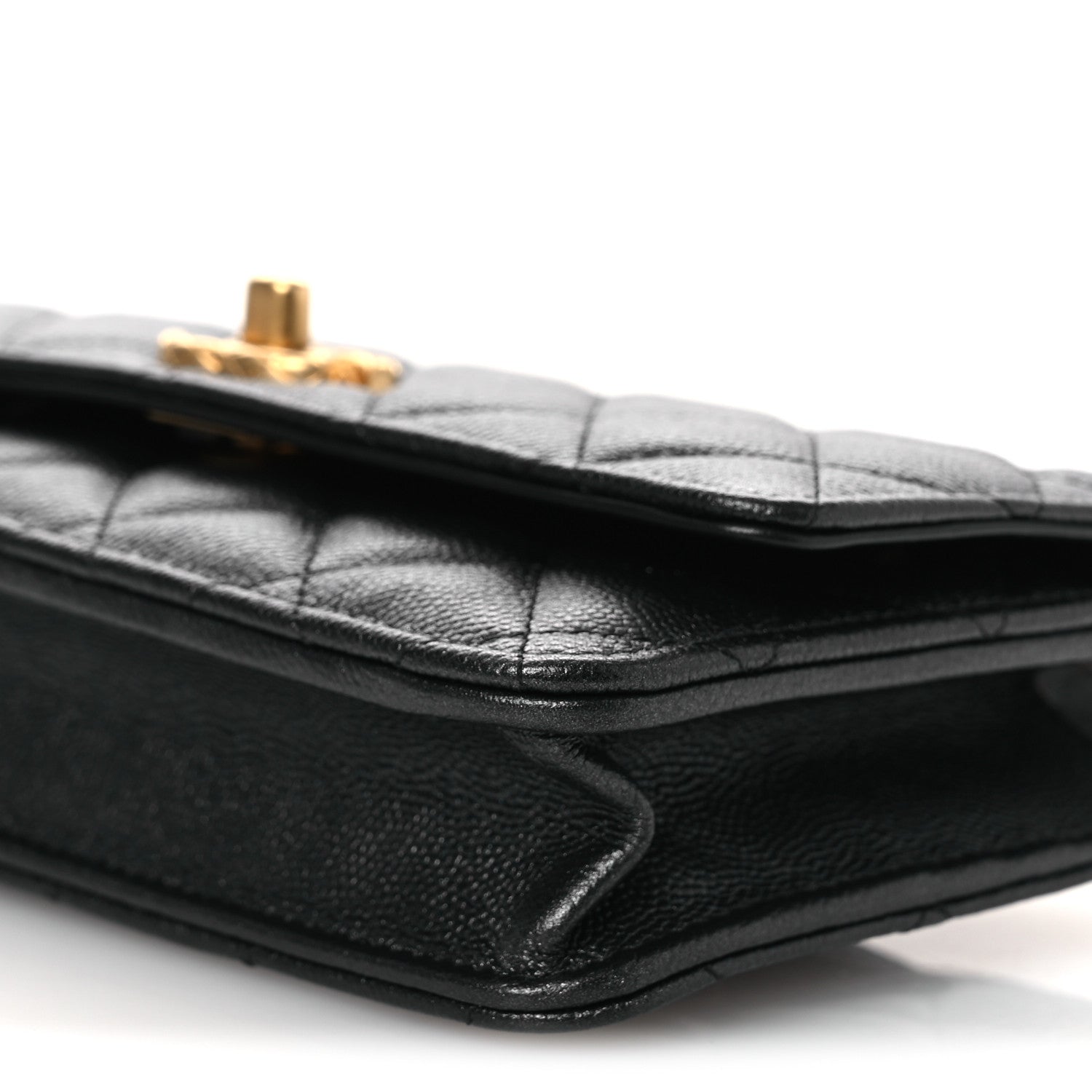 Pearly Caviar Quilted Fit For You Wallet On Chain WOC Black