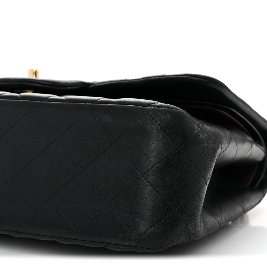 Lambskin Quilted Jumbo Double Flap Black