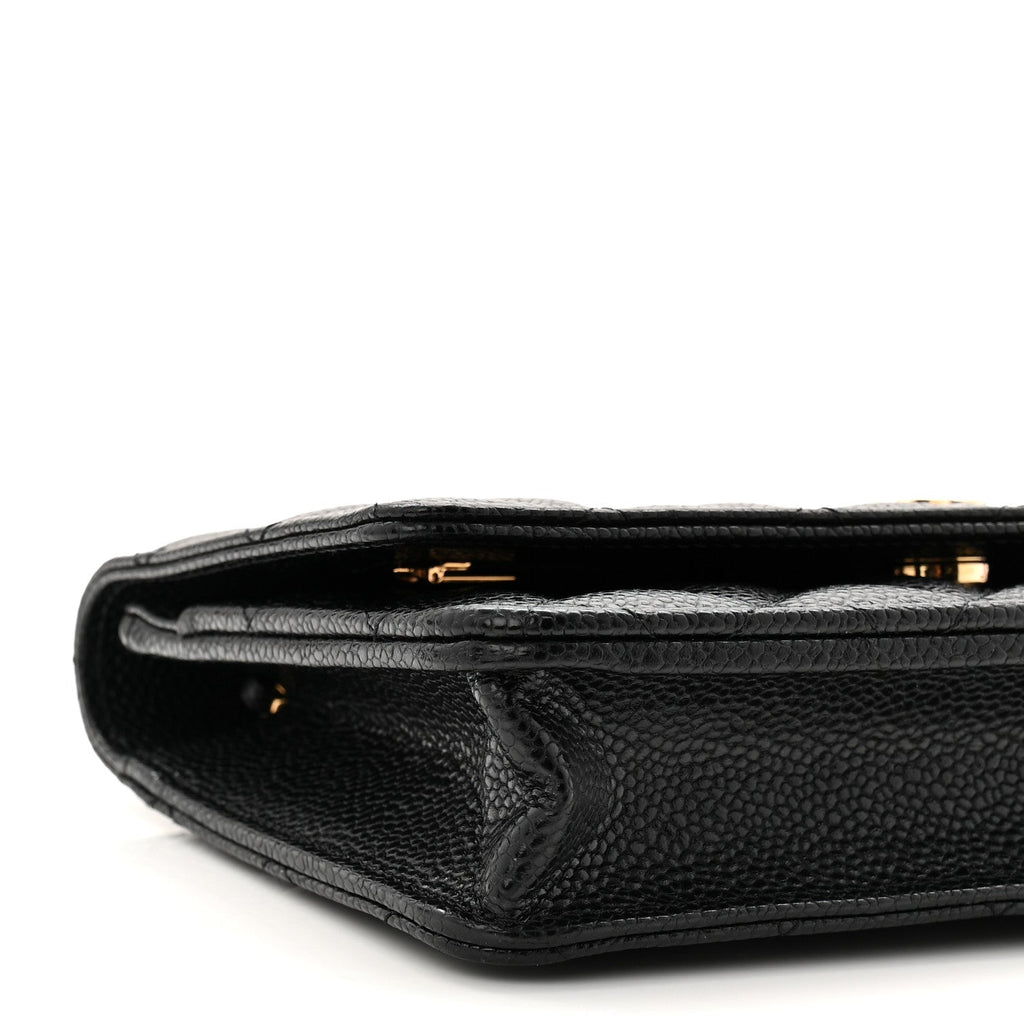 Caviar Quilted Wallet on Chain WOC Black