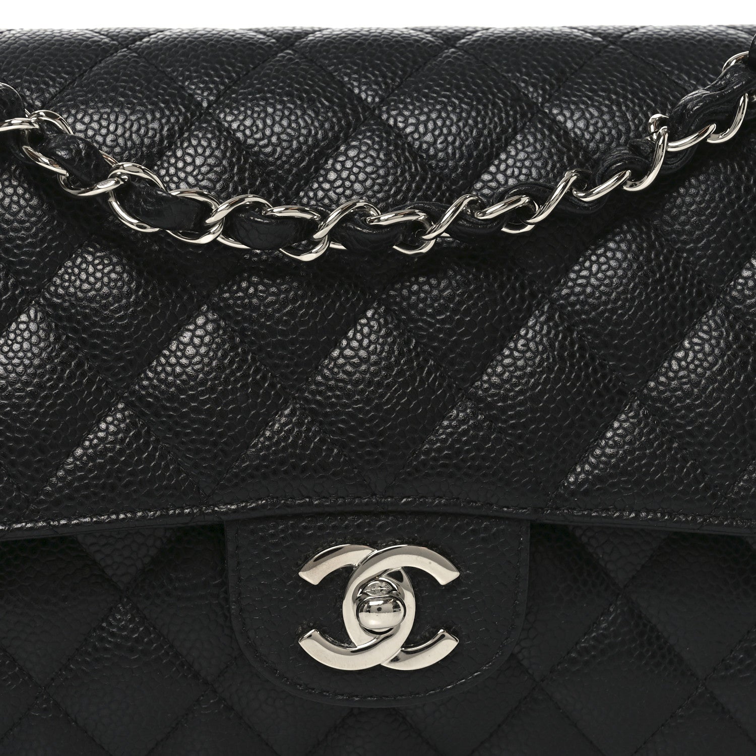 Caviar Quilted Medium Double Flap Black